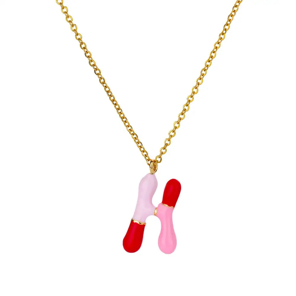 Colorful Resin Initial Letter Necklaces