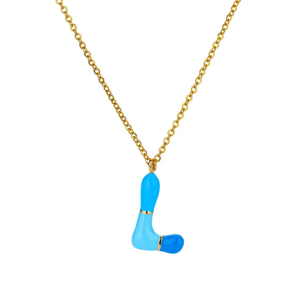 Colorful Resin Initial Letter Necklaces