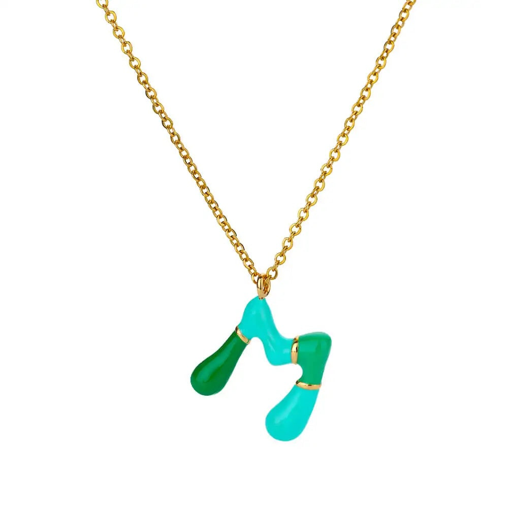 Colorful Resin Initial Letter Necklaces