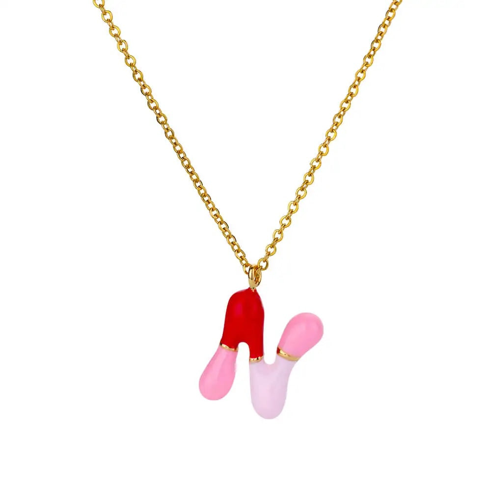 Colorful Resin Initial Letter Necklaces