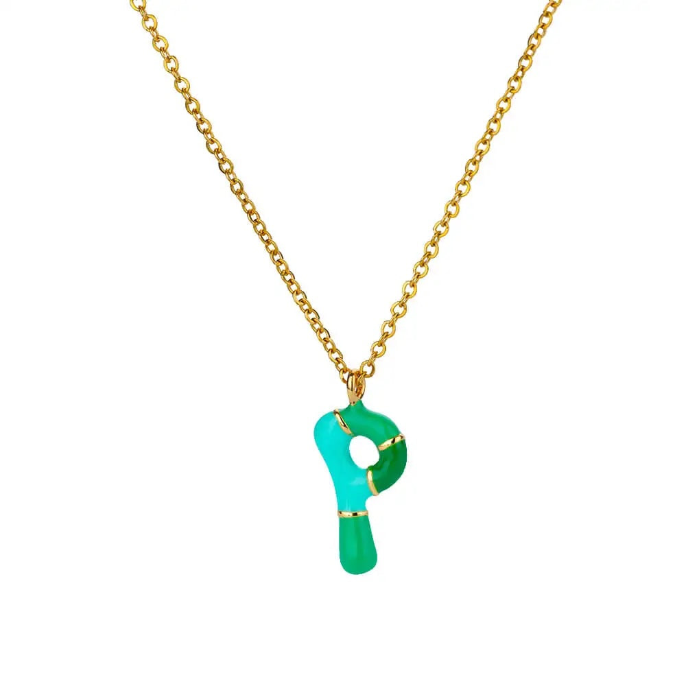 Colorful Resin Initial Letter Necklaces
