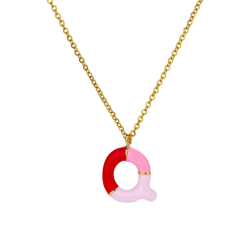 Colorful Resin Initial Letter Necklaces