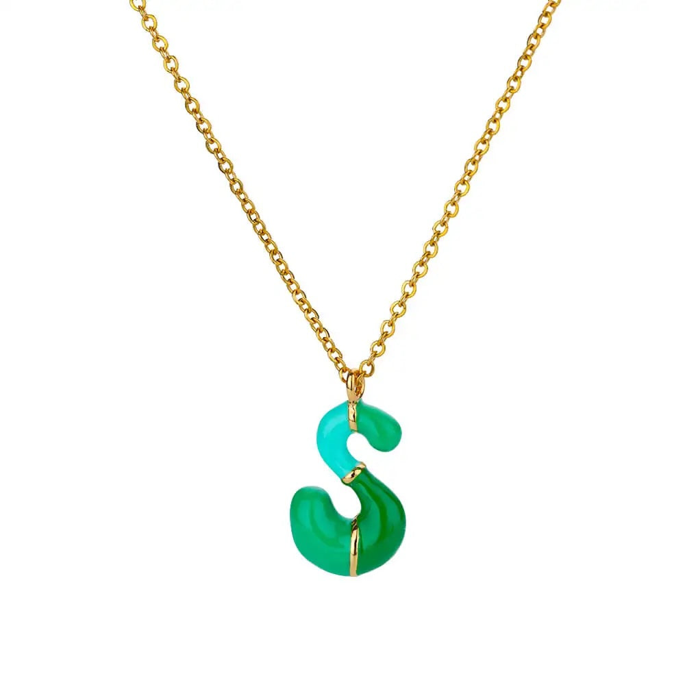 Colorful Resin Initial Letter Necklaces