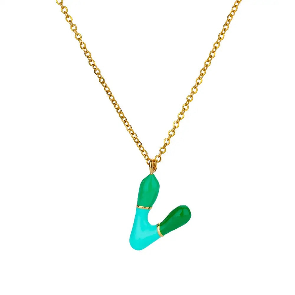 Colorful Resin Initial Letter Necklaces