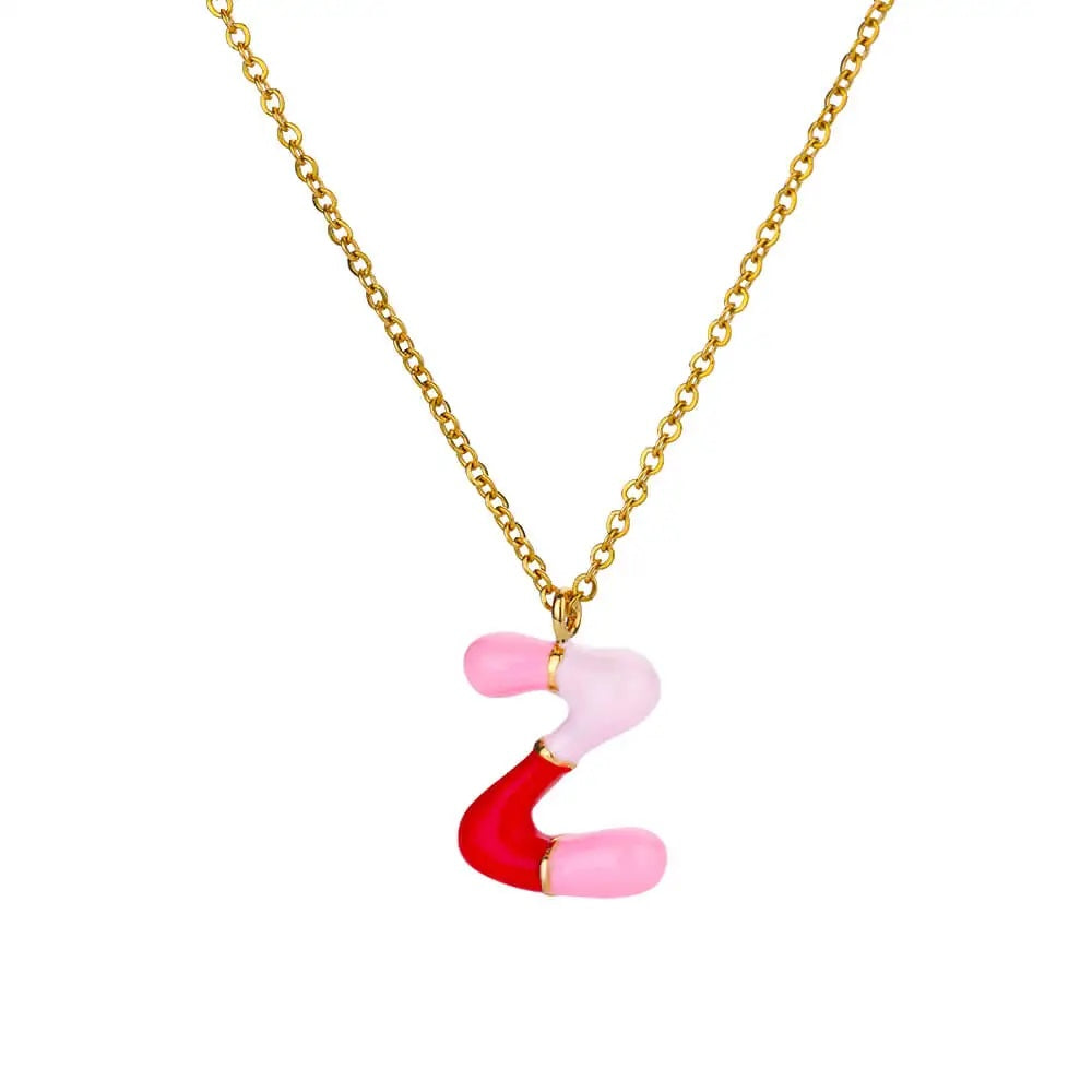 Colorful Resin Initial Letter Necklaces