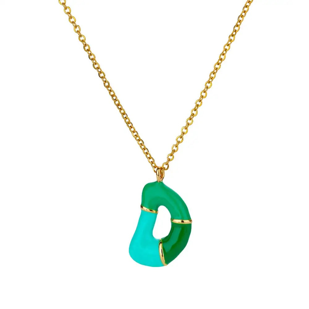 Colorful Resin Initial Letter Necklaces
