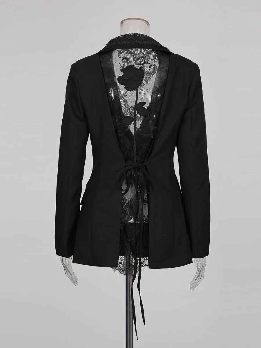 Cornelia Lace-Back Tailored Blazer