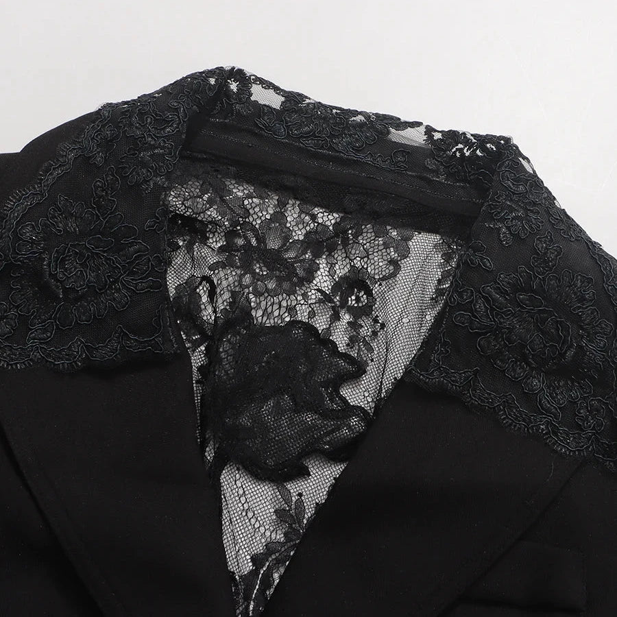 Cornelia Lace-Back Tailored Blazer
