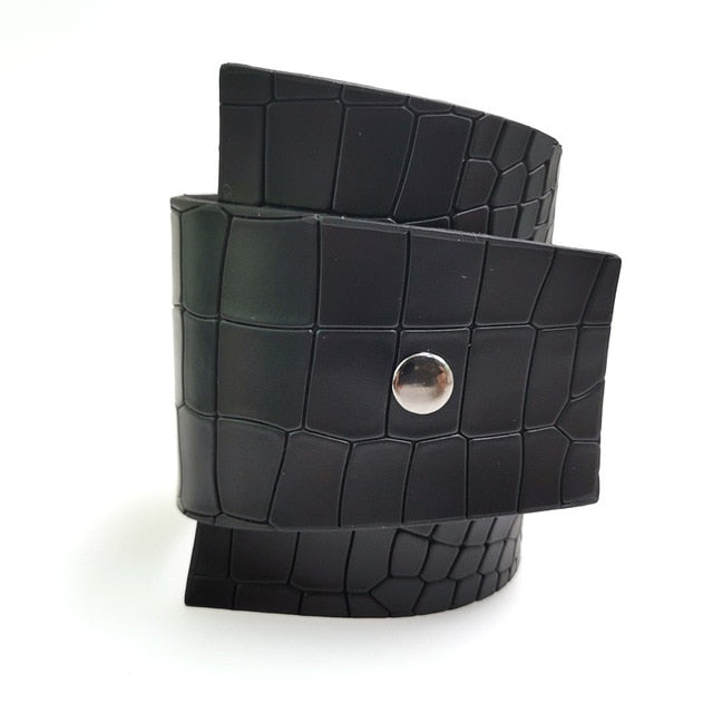 Croc Effect Leather Wrap Bracelet & Ring