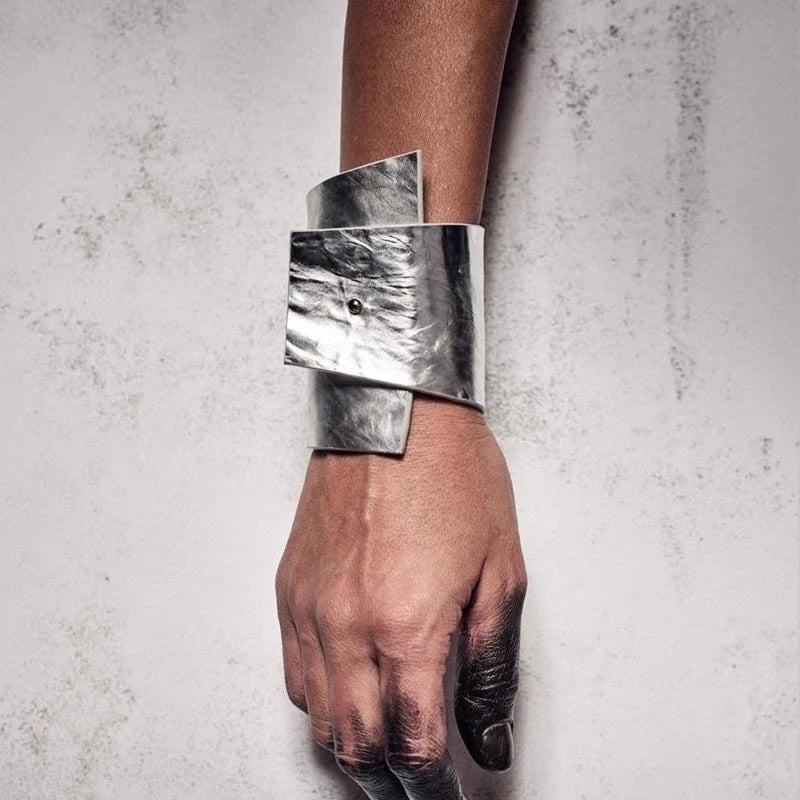 Croc Effect Leather Wrap Bracelet & Ring