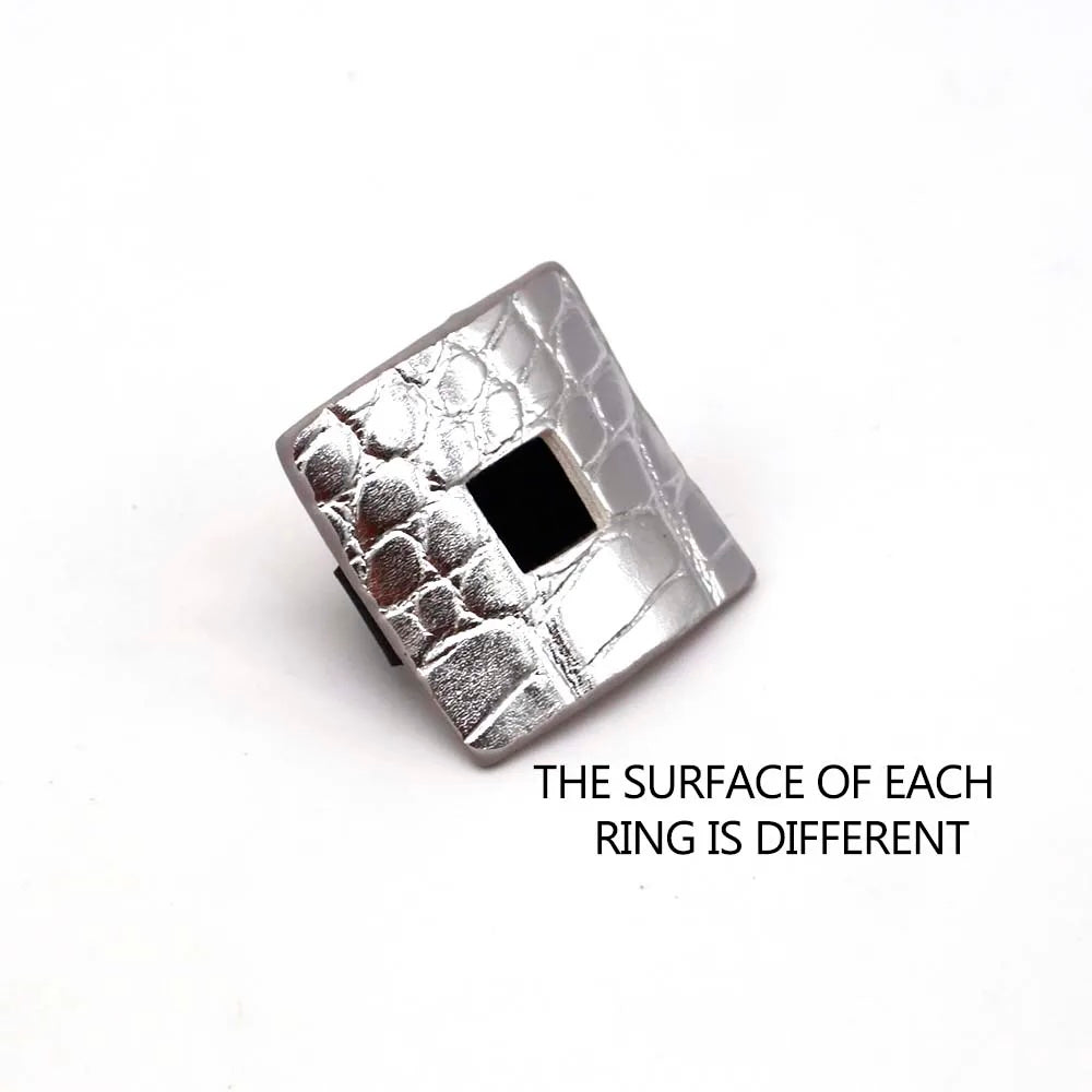 Croc Effect Leather Wrap Bracelet & Ring