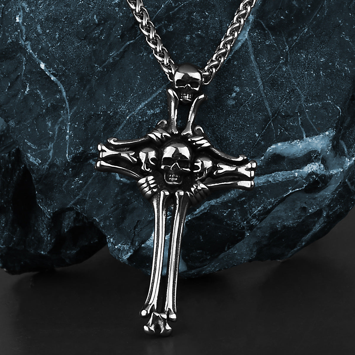 Cross Skeleton Head Bone Necklace