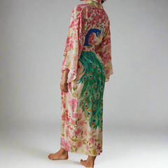 Daliah Peacock Floral Boho Kimono Robe