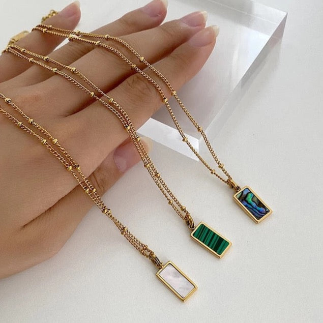 Deana Malachite Abalone Pendant Necklaces - 3 Styles