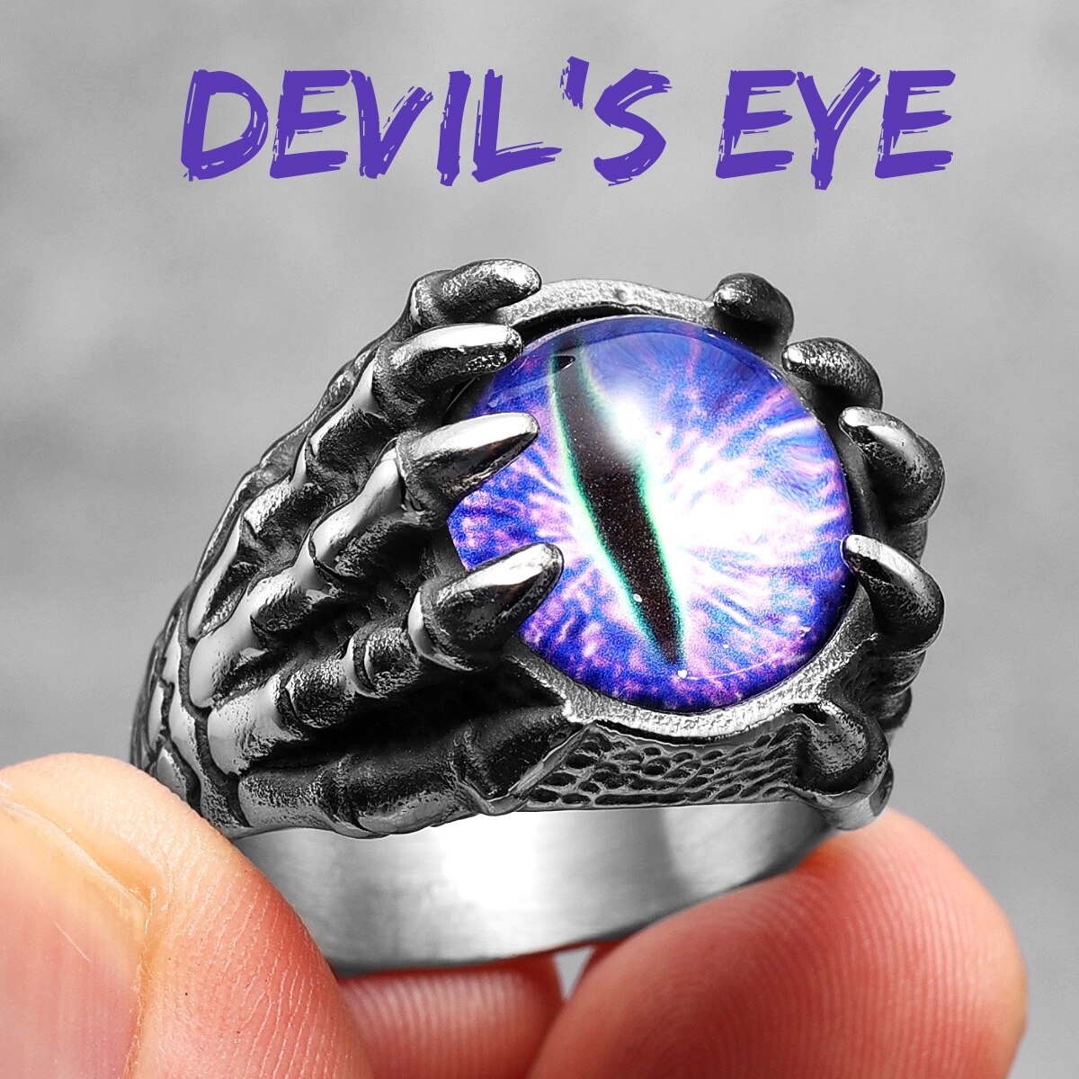 Devil Eye Skull Claw Ring