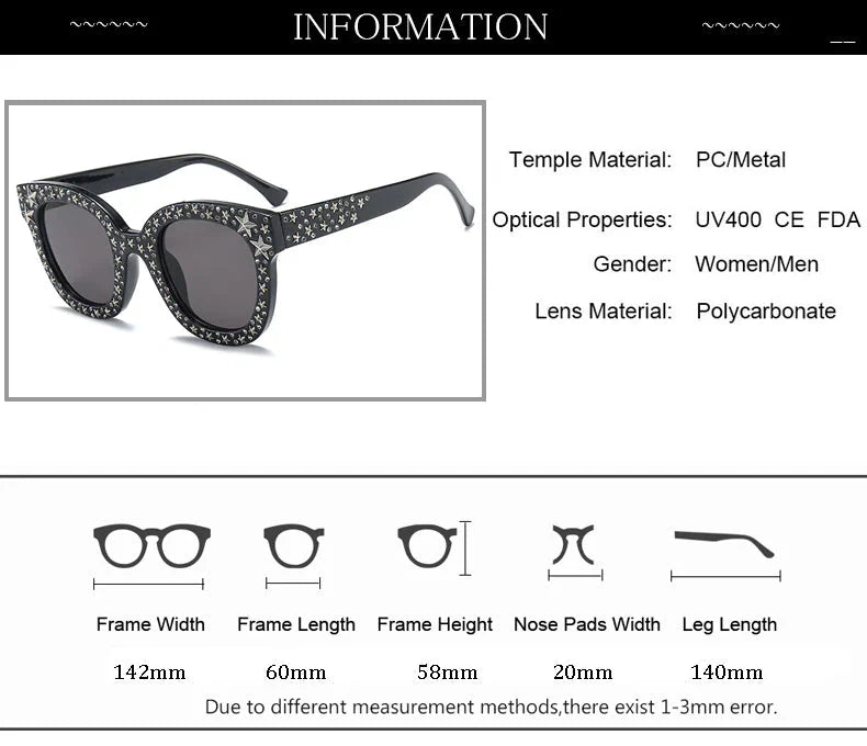 Faith Star Studded Cat Eye Sunglasses - 7 Colors