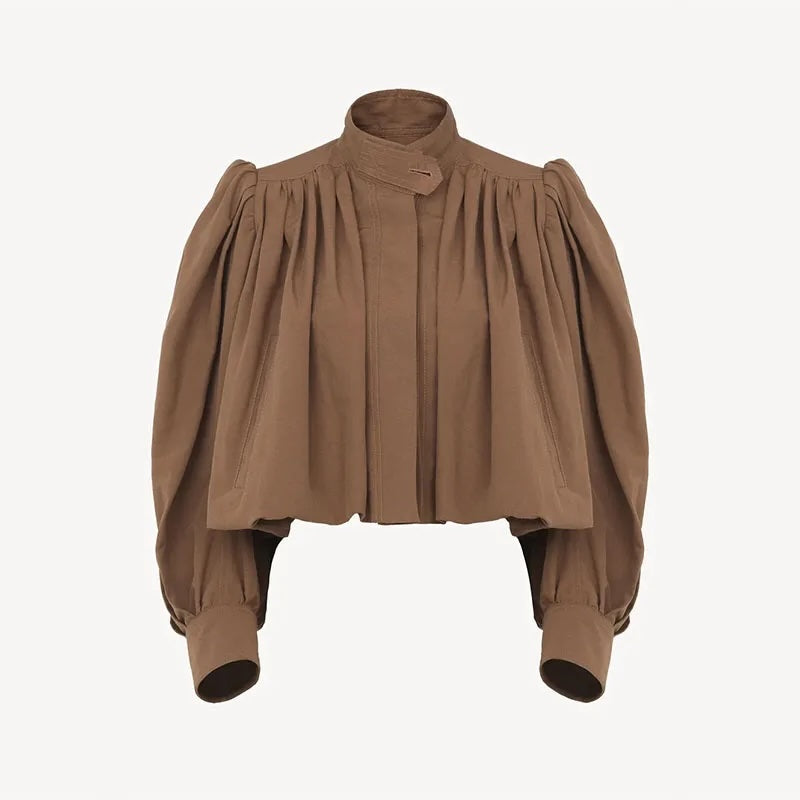 Faith Pleated Cropped Moto Jumper Jacket