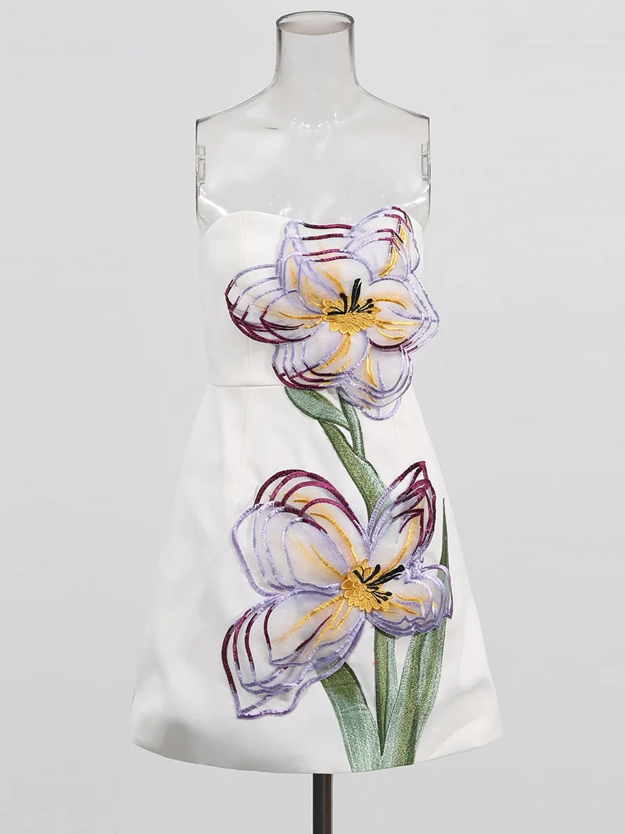 Fatima Floral Appliqué Tube Dress