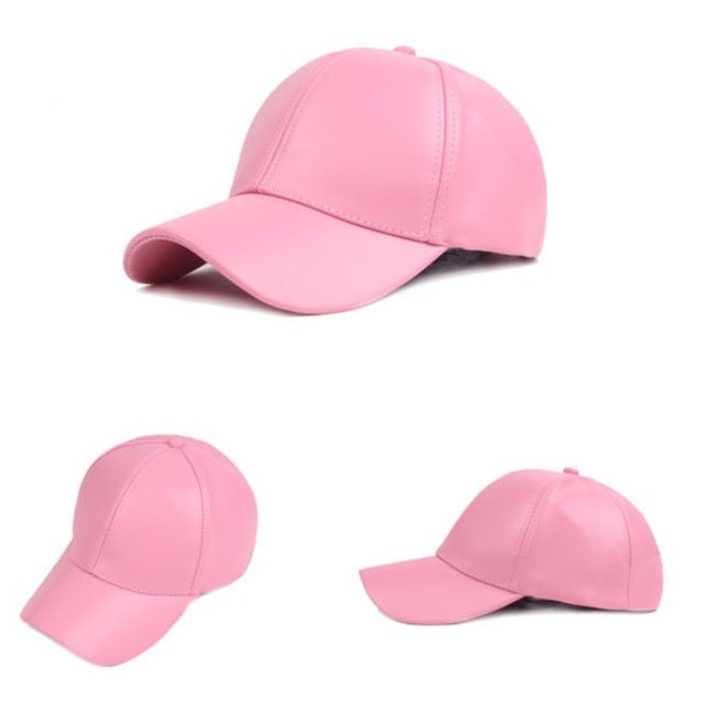 Faux Leather Baseball Caps - 10 Colors