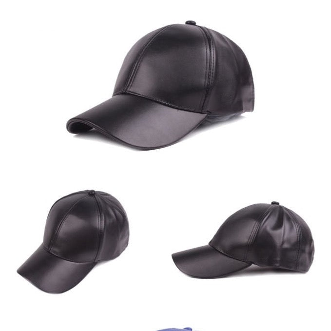 Faux Leather Baseball Caps - 10 Colors