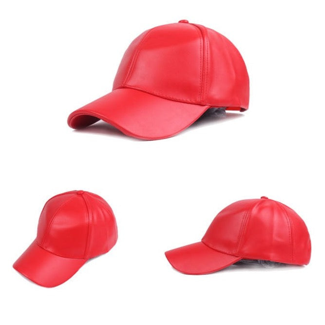 Faux Leather Baseball Caps - 10 Colors