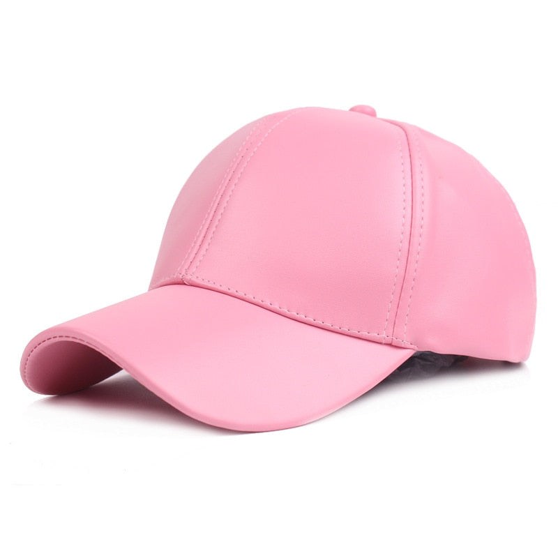 Faux Leather Baseball Caps - 10 Colors