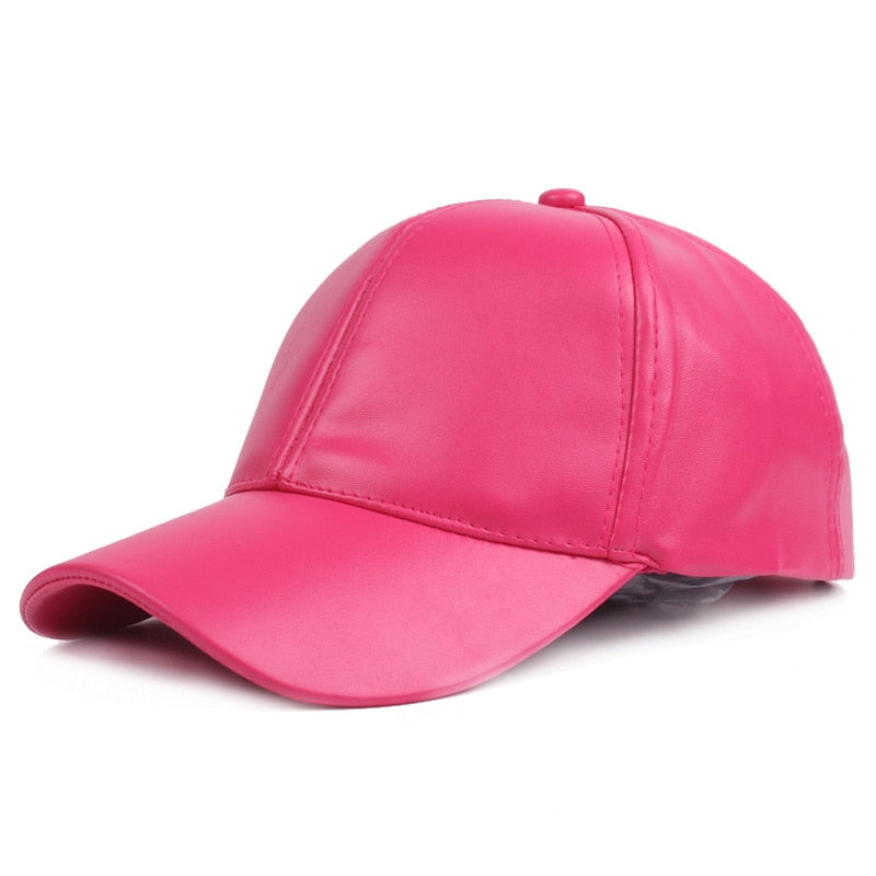 Faux Leather Baseball Caps - 10 Colors