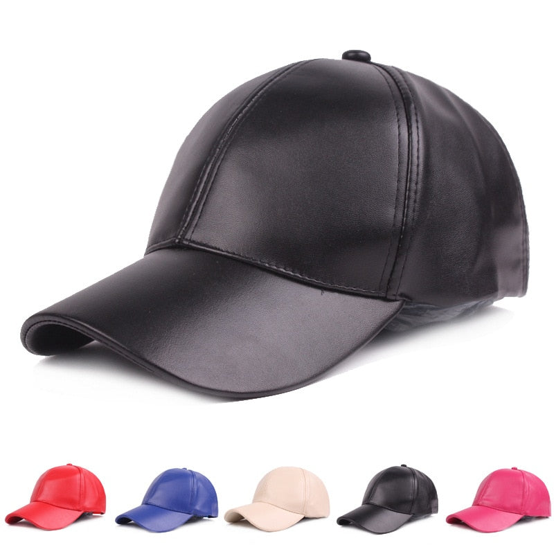 Faux Leather Baseball Caps - 10 Colors