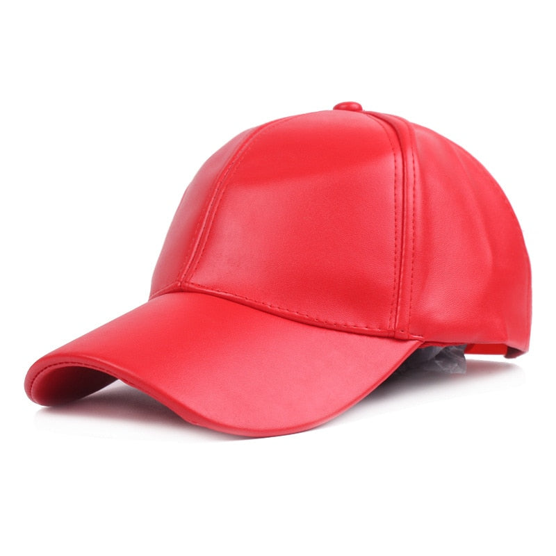 Faux Leather Baseball Caps - 10 Colors