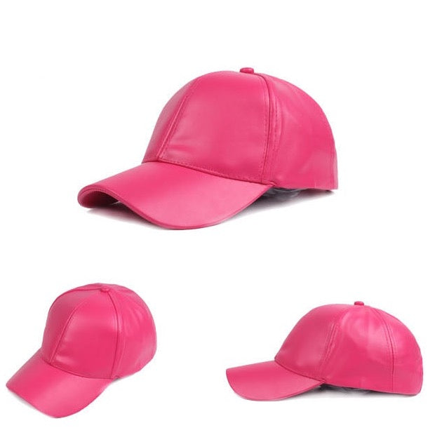Faux Leather Baseball Caps - 10 Colors
