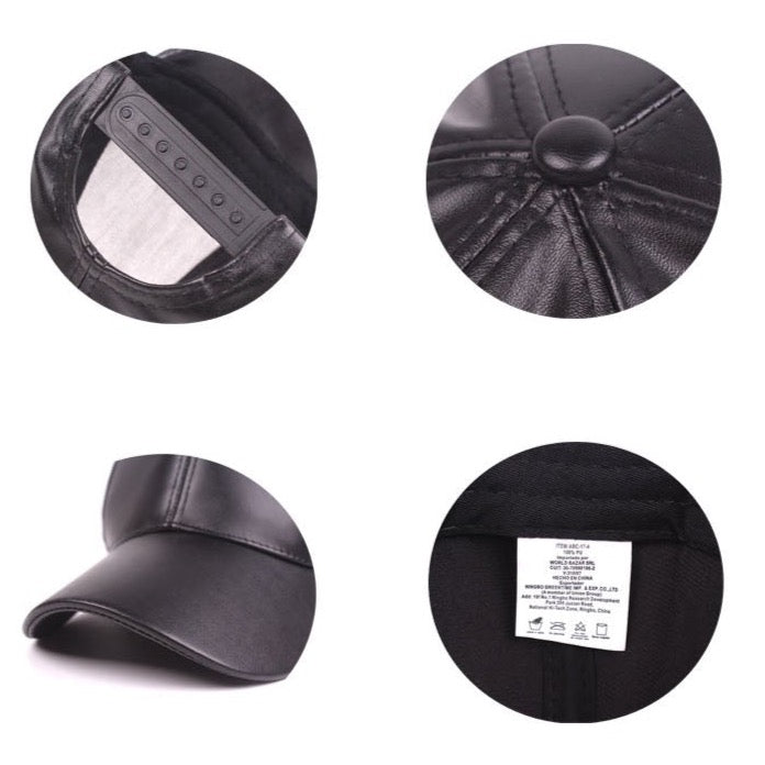 Faux Leather Baseball Caps - 10 Colors
