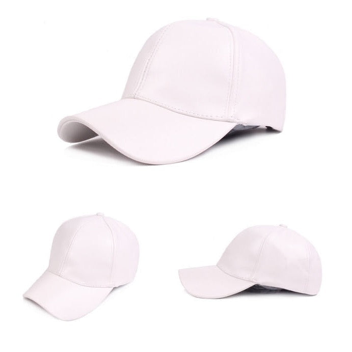 Faux Leather Baseball Caps - 10 Colors