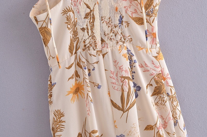 Felicia Floral Print Bustier Midi Chiffon Dress - M or L