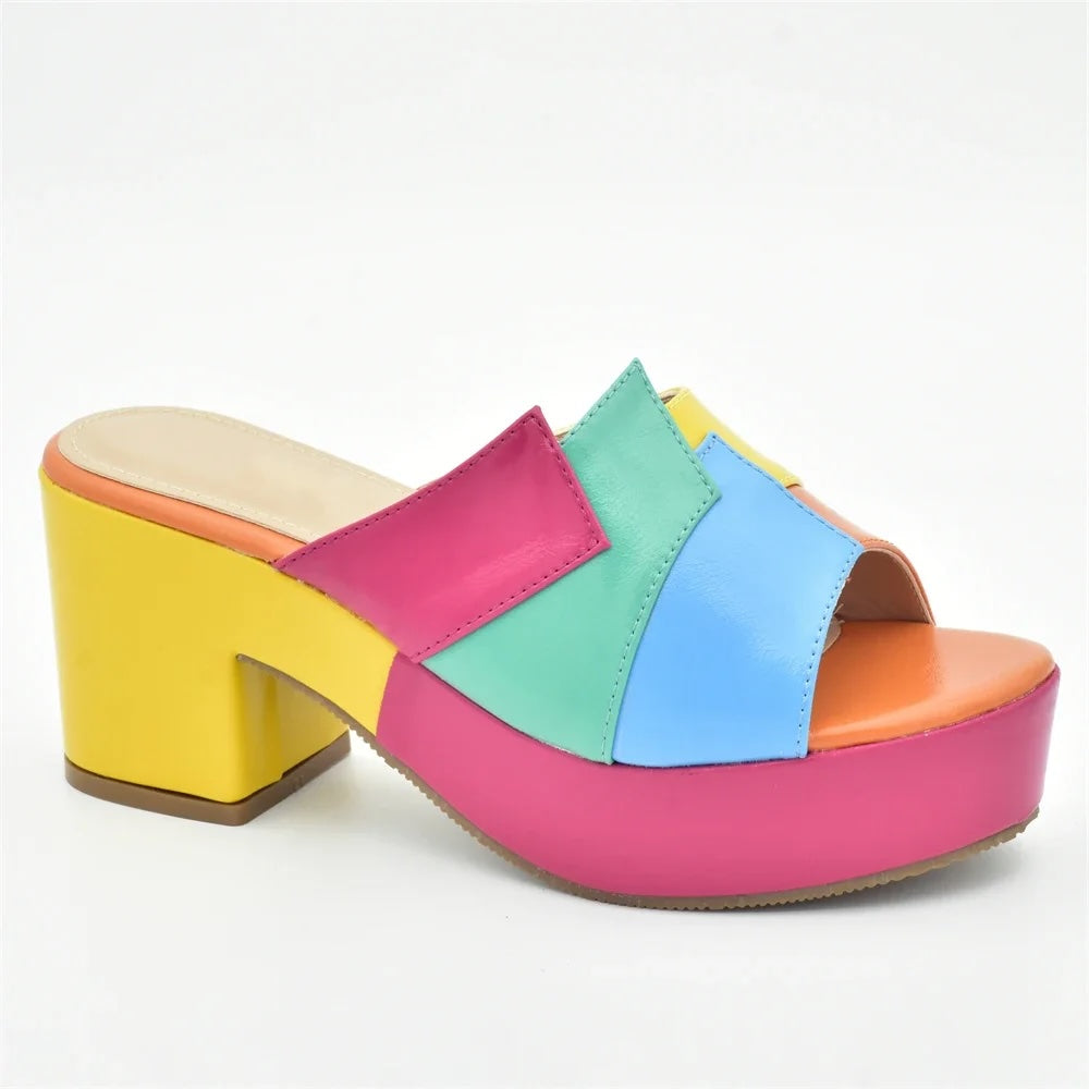 Fiona Color Block Mule Sandals