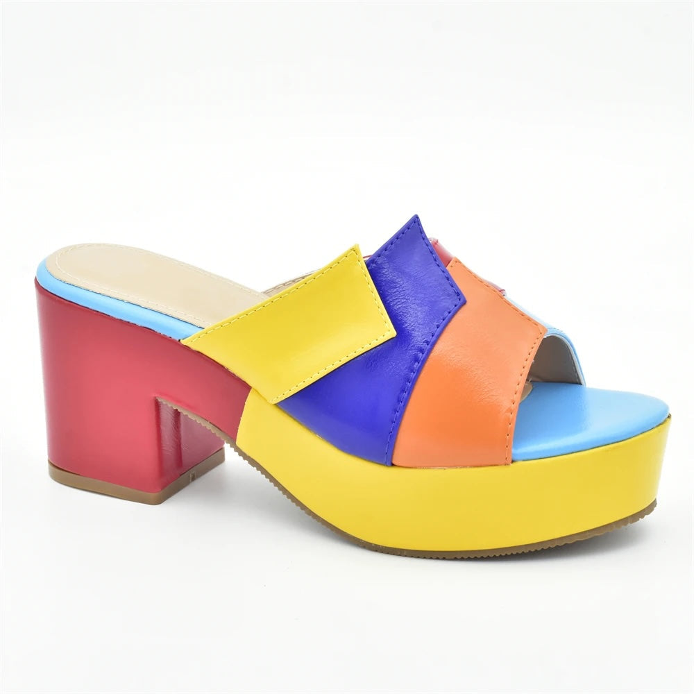 Fiona Color Block Mule Sandals