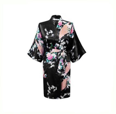 Floral Satin Mini Kimono Robes