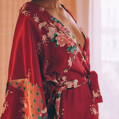 Floral Satin Mini Kimono Robes