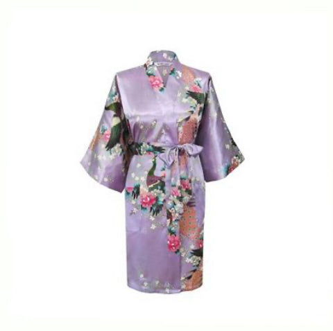 Floral Satin Mini Kimono Robes