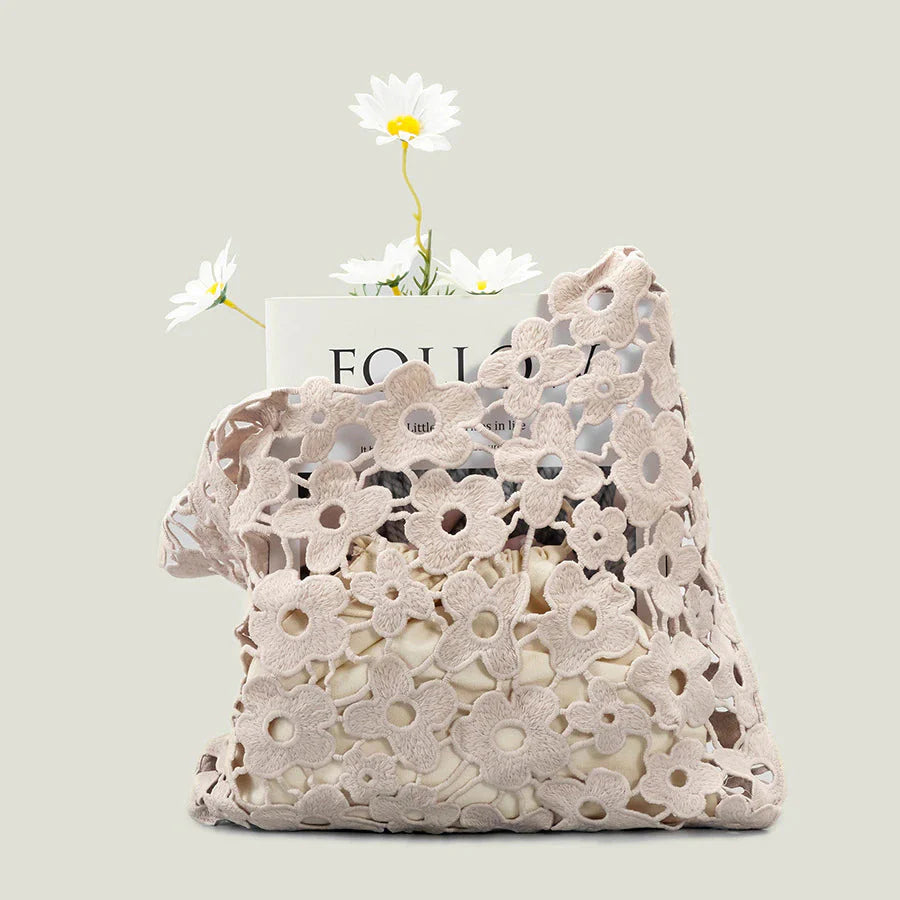 Flower Cut Out Eyelet Hobo Bags