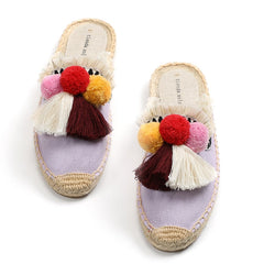 Folk Tassel and Pom Pom Espadrille Slides - 7 Styles