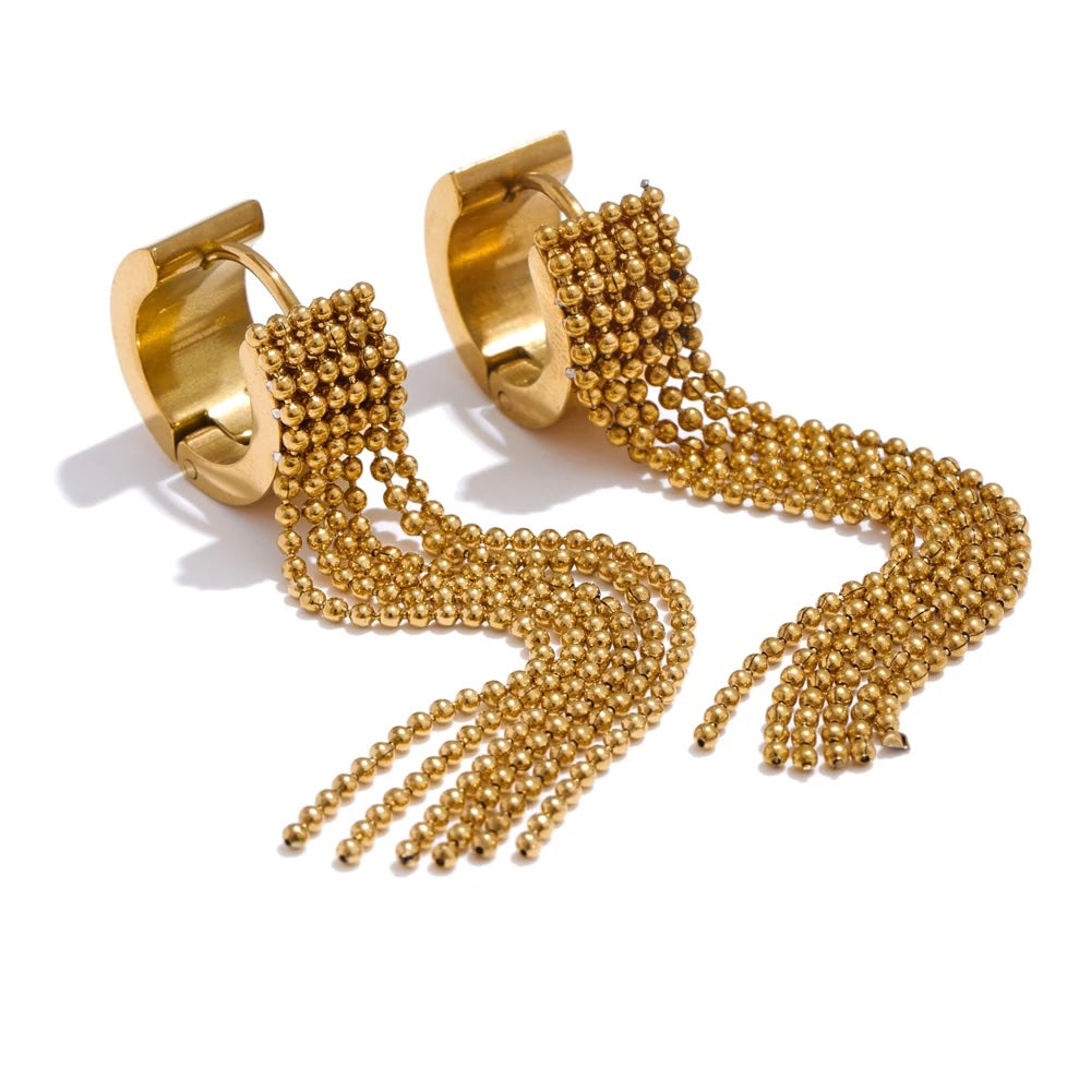 Gina Metal Bead Tassel Drop Earrings