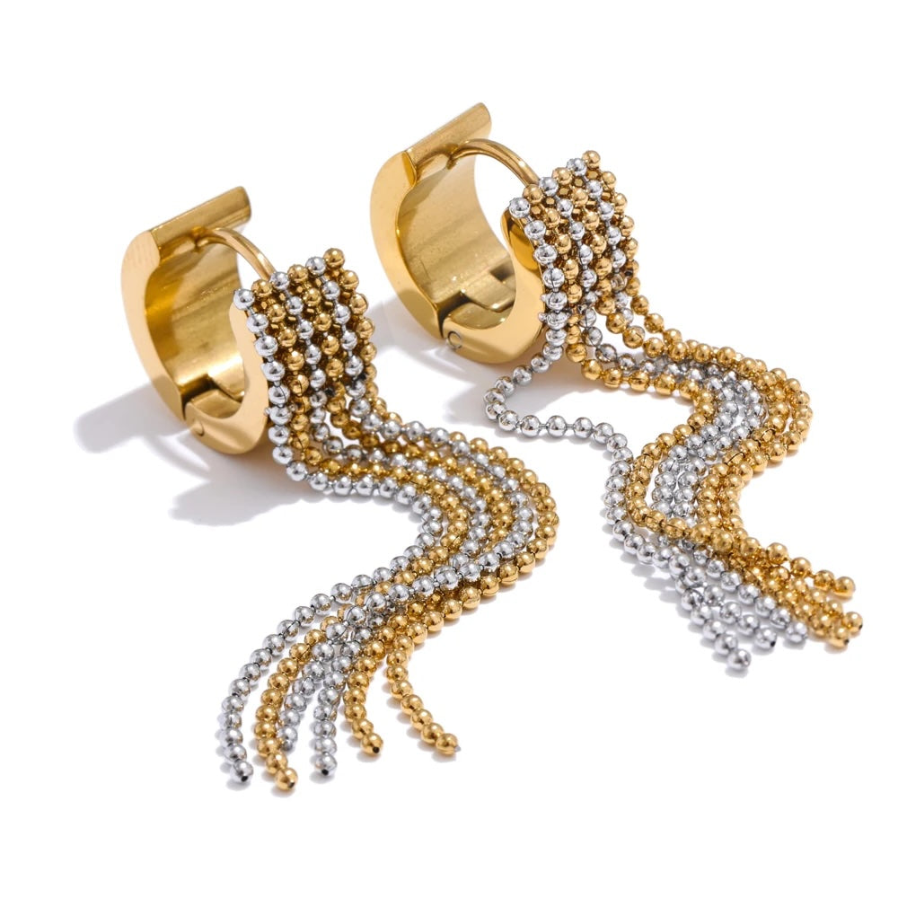 Gina Metal Bead Tassel Drop Earrings