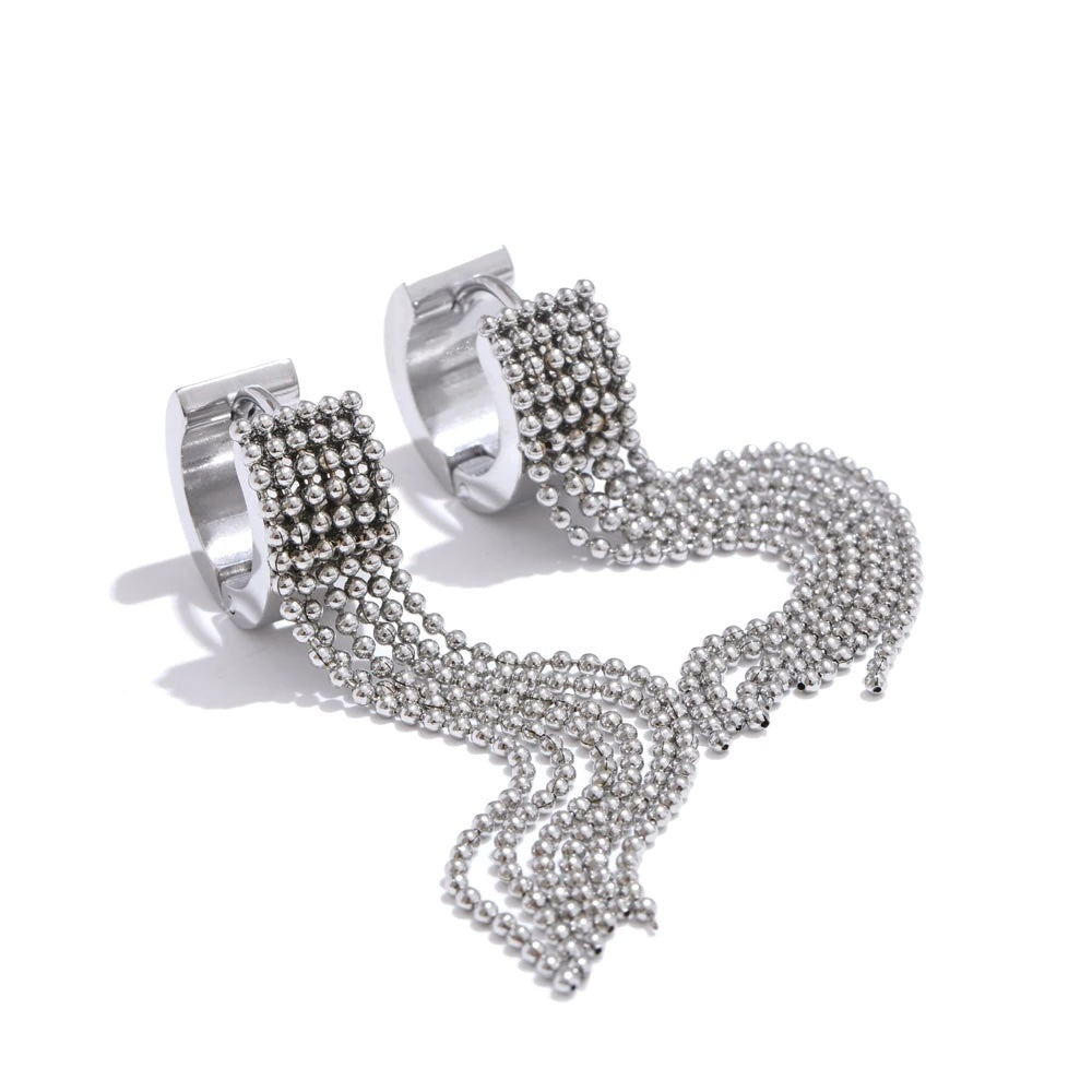 Gina Metal Bead Tassel Drop Earrings
