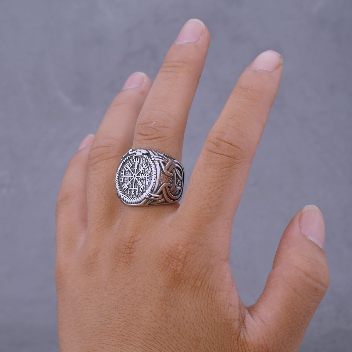 Goth Celtic Compass Rune Ring