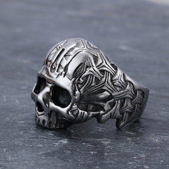 UNISEX Goth Criss-Cross Skull-Motif Ring