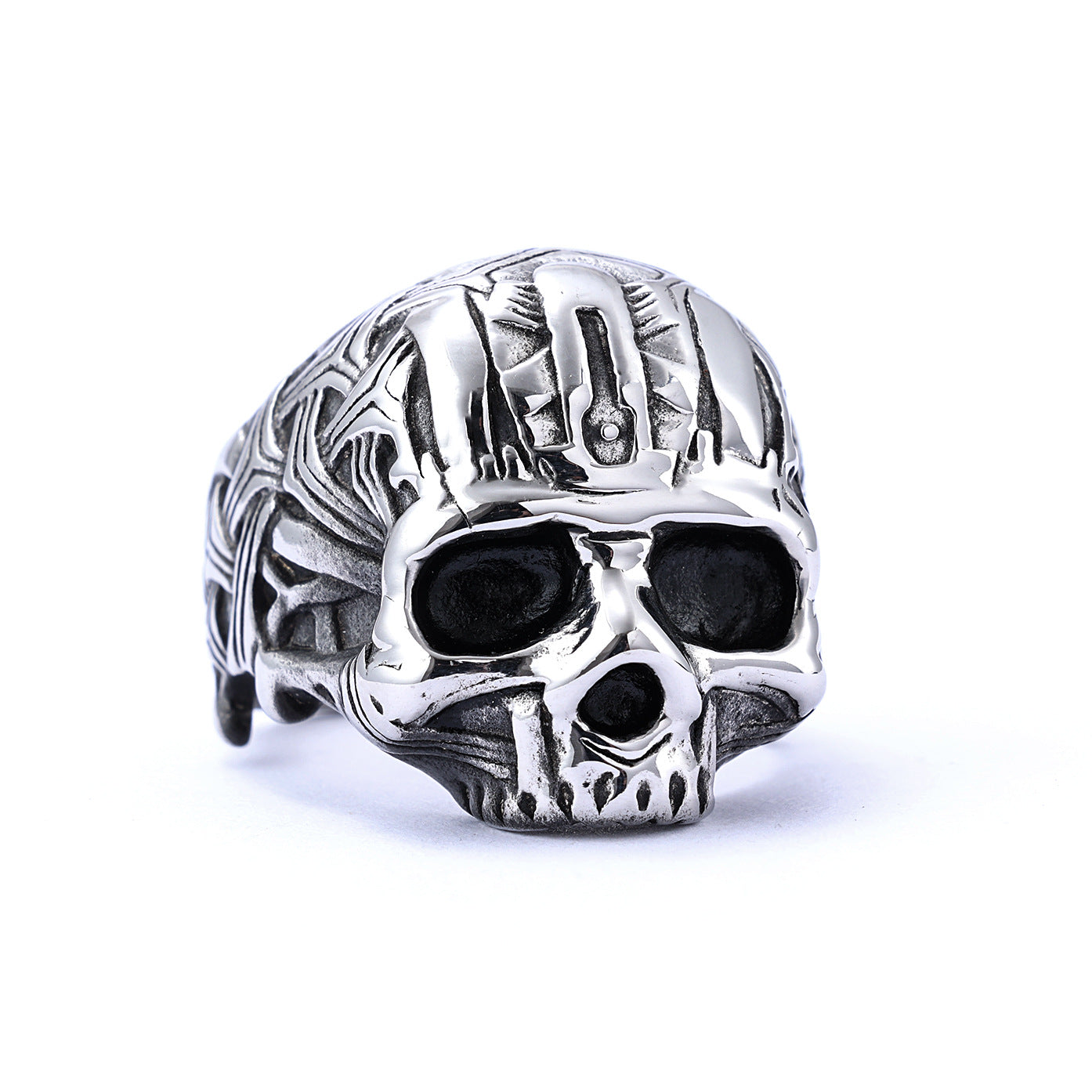 UNISEX Goth Criss-Cross Skull-Motif Ring