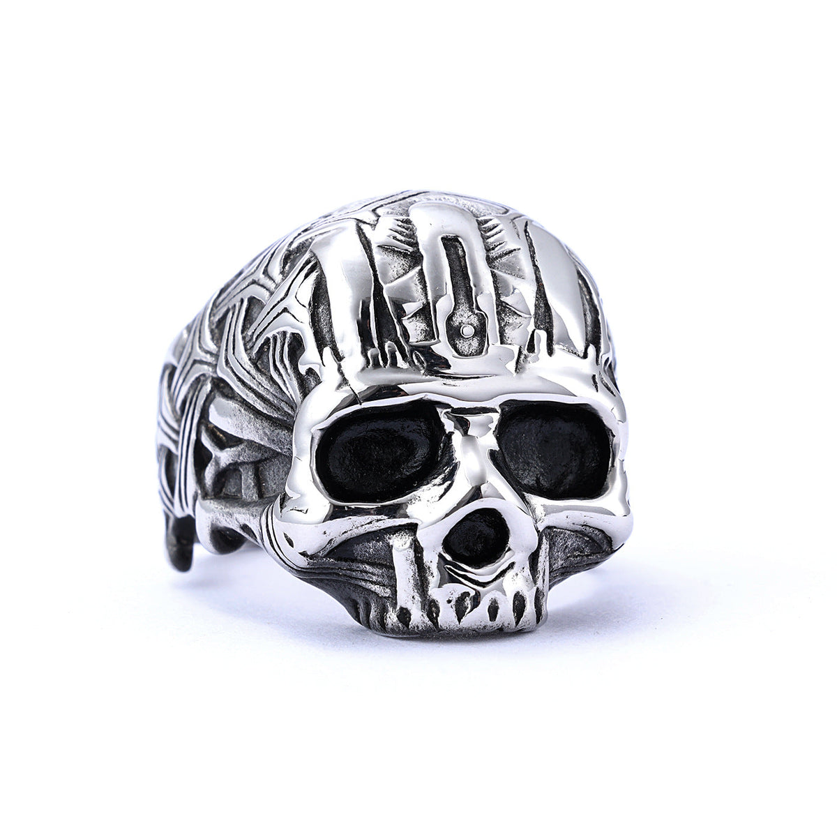 UNISEX Goth Criss-Cross Skull-Motif Ring