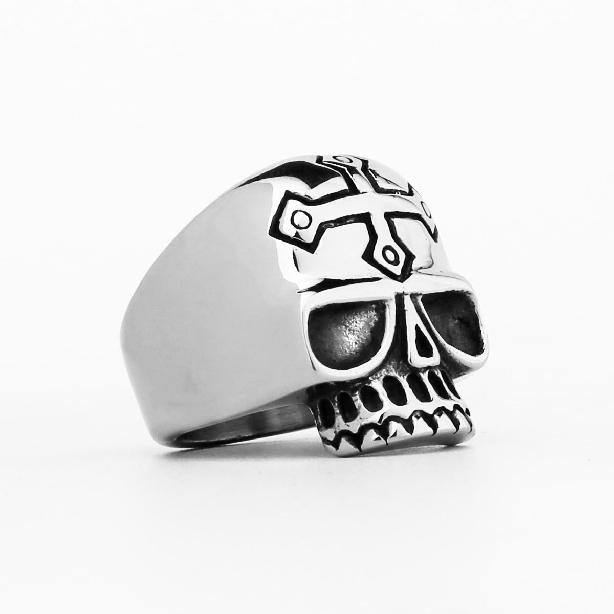 Goth Cross Skull Ring