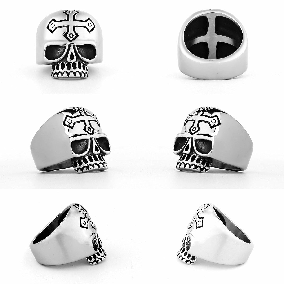 Goth Cross Skull Ring