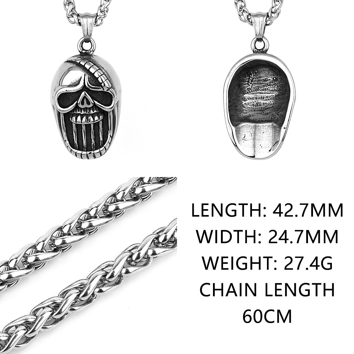 Unisex Goth Skull-Motif Necklace
